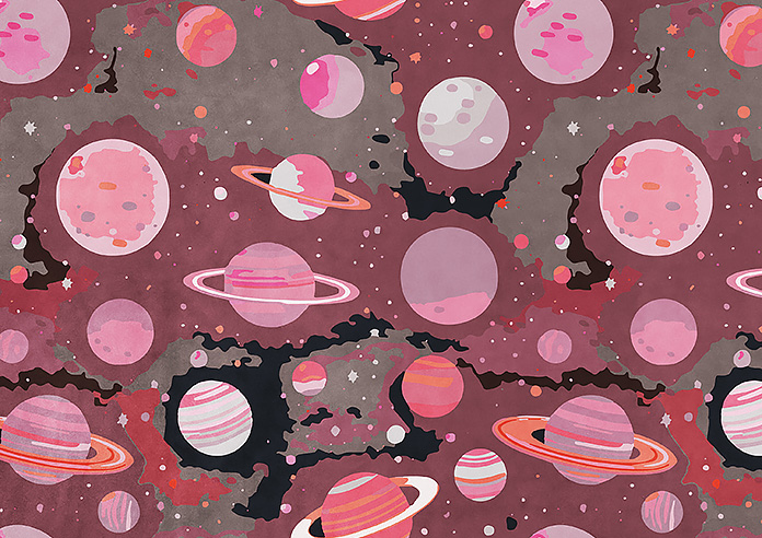 Interstellar, Nebula Pink - Motorised Roman Blind - Image 7
